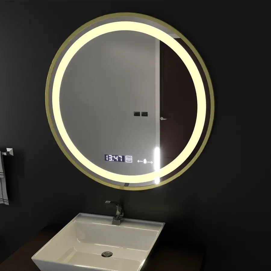 Огледало LED кръг 70cm Celesti Royale Gold Motionglow Marcellow Simable Clock System