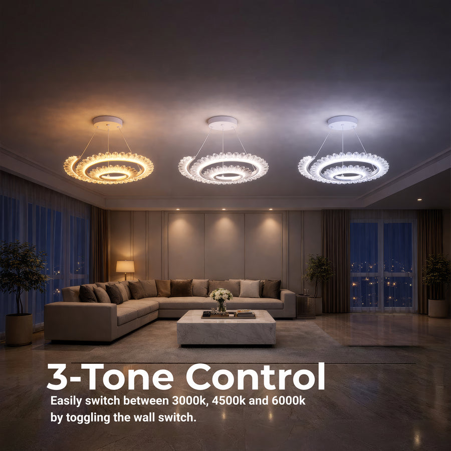 LED полилей с дистанционно управление LT188WH, кристал и метал, 40 W, димиране, регулируема височина, студена/топла/неутрална светлина, луксозно осветление LED полилеи с дистанционно управление Заглавие по подразбиране Alessandro Design