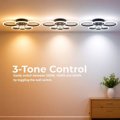 LED полилей с дистанционно управление на Betty 82W, 6 кръга, студена/гореща/неутрална светлина, нестабилна, черна