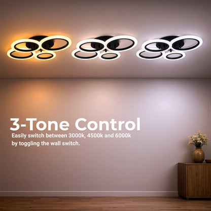 LED полилей с дистанционно управление на Бети 44W, 4 кръга, студ/гореща/неутрална светлина, нестабилна, черна