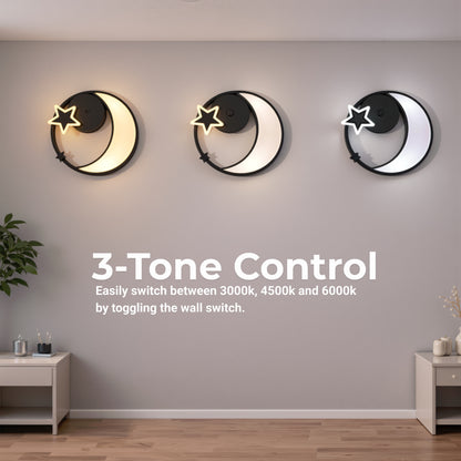 LED полилей с дистанционно управление на Alyona 44W, луна и звезда, студена/гореща/неутрална светлина, нестабилна, черна