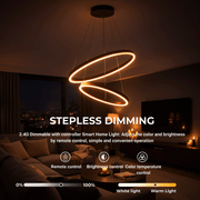 Окачен LED полилей с дистанционно управление CASIANA 40W, 2 кръга, студена/топла/неутрална светлина 3000K/4000K/6000K, димируем, черен, регулируема височина, метал и акрил