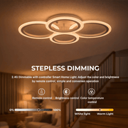 LED полилей с дистанционно BETTY 43W, 4 кръга, Студена/Топла/Неутрална светлина, Димируем, Бял