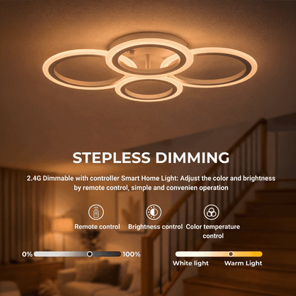 LED полилей с дистанционно BETTY 43W, 4 кръга, Студена/Топла/Неутрална светлина, Димируем, Бял