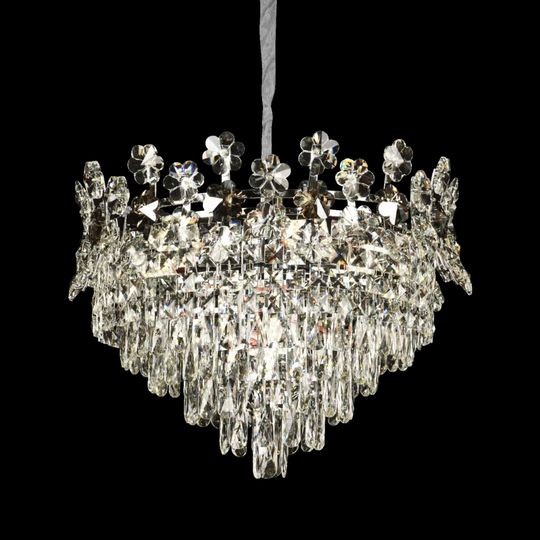 Кристален полилей FLORENCE Eleganza, 9x E14, диаметър 50 см, блестящ хром, регулируема височина Кристални полилеи Заглавие по подразбиране Alessandro Design