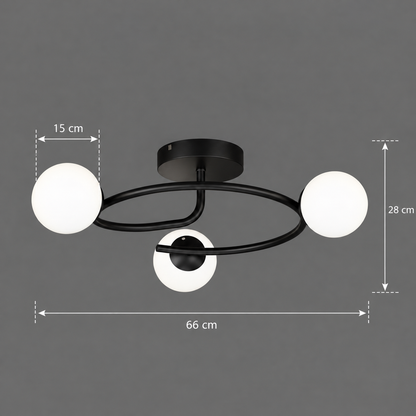 LED и кристален полилей ORBIT, 66cm, 3xE27, Globes, Черен