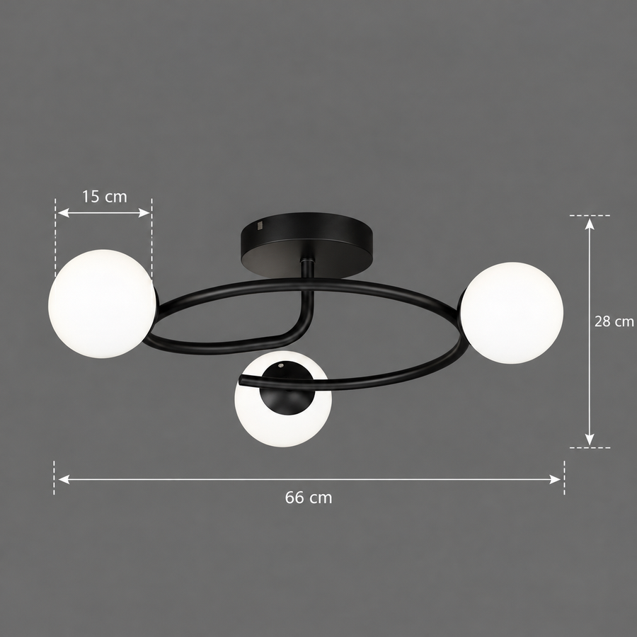 LED и кристален полилей ORBIT, 66cm, 3xE27, Globes, Черен