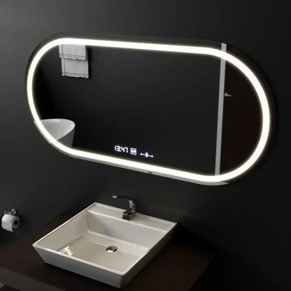 80x50cm овално светодиодно огледало altera motionglow сензор marcello simable system размразяване на часовника