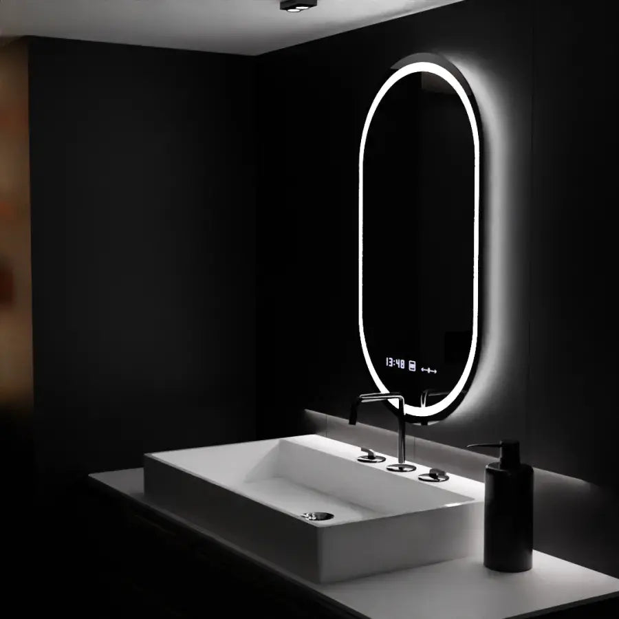 Овално светодиодно огледало, 60x80см, Eminence Motionglow Marcello, заместник -система, часовник и термометър, подразбиращ се