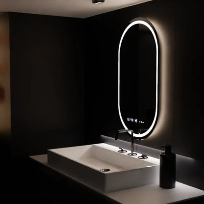 Овално светодиодно огледало, 60x80см, Eminence Motionglow Marcello, заместник -система, часовник и термометър, подразбиращ се