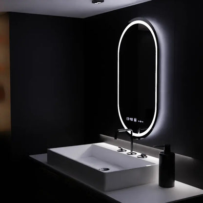 Овално светодиодно огледало, 60x80см, Eminence Motionglow Marcello, заместник -система, часовник и термометър, подразбиращ се
