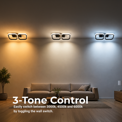 LED полилей VERTEX 21W, 2 квадрата, линеен, студена/топла/неутрална светлина, черен