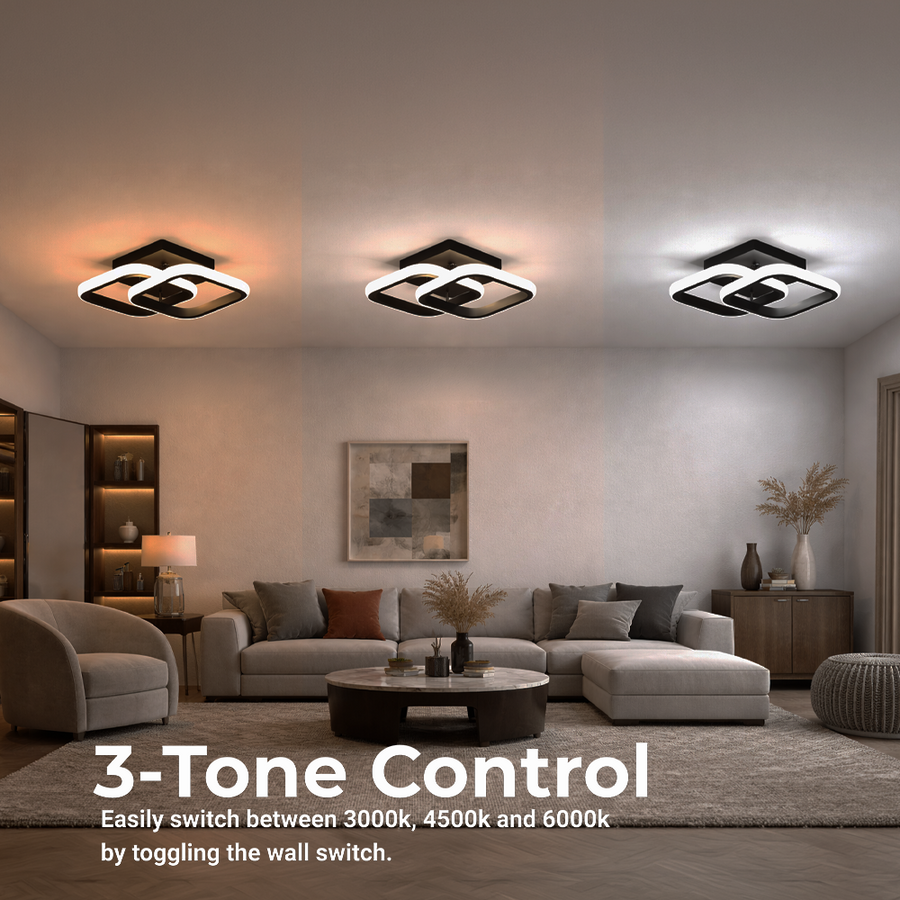 VERTEX Matrix LED полилей с припокриващи се ромби, метални рамки, 24W, 2 ромба, студена/топла/неутрална светлина 3000K/4000K/6000K, черно, метал и силикон