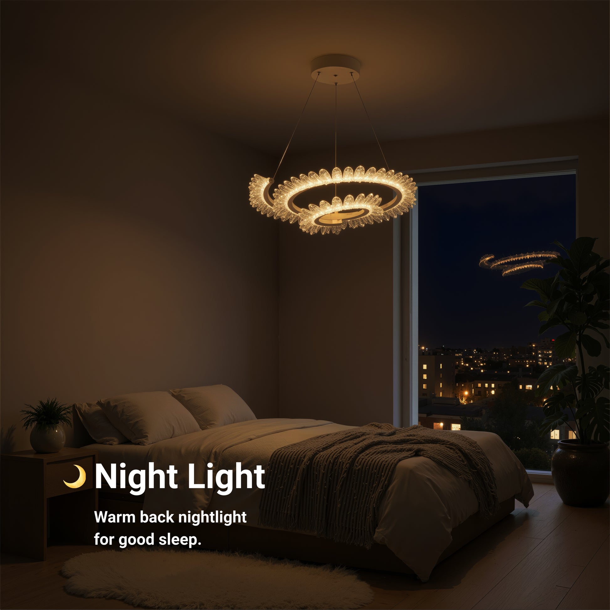 LED полилей с дистанционно управление LT188WH, кристал и метал, 40 W, димиране, регулируема височина, студена/топла/неутрална светлина, луксозно осветление LED полилеи с дистанционно управление Заглавие по подразбиране Alessandro Design