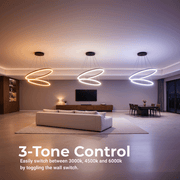 Окачен LED полилей с дистанционно управление CASIANA 40W, 2 кръга, студена/топла/неутрална светлина 3000K/4000K/6000K, димируем, черен, регулируема височина, метал и акрил