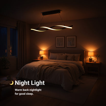 Окачен LED полилей с дистанционно управление, FLUX, 27W, 116 см, студена/топла/неутрална светлина 3000K/4000K/6000K, димируем, черен, регулируема височина, метал и силикон