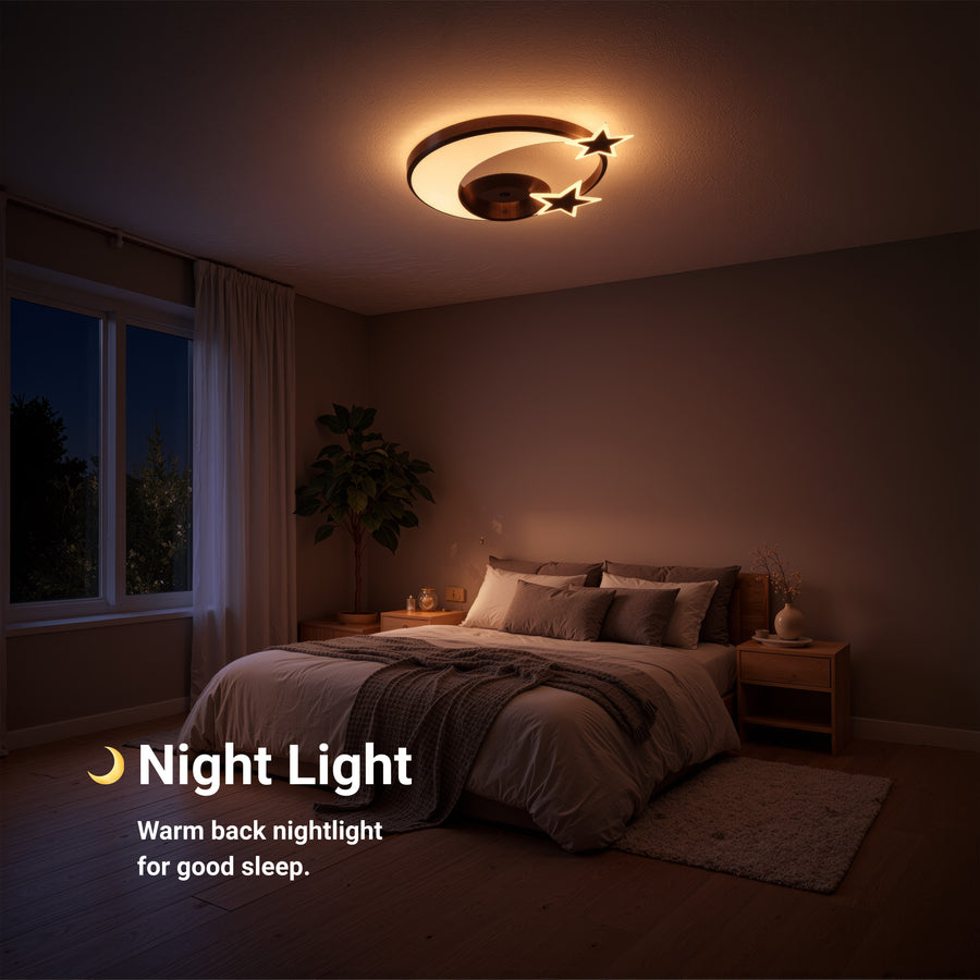 LED полилей с дистанционно управление на Alyona 44W, луна и звезда, студена/гореща/неутрална светлина, нестабилна, черна