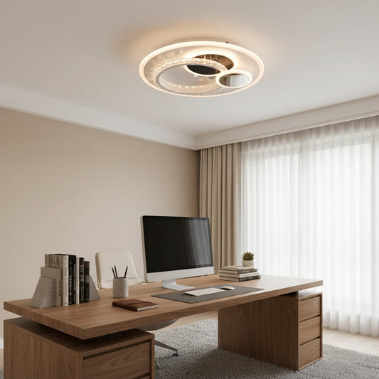 Lustra LED cu cristal HELIOX, 37W, 4 Cercuri, lumina Rece/Calda/Neutra, Negru Lustre LED Default Title Alessandro Design