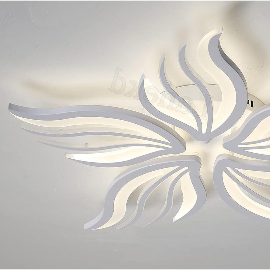 LED полилей със Sakura 60W дистанционно управление, 5 венчелистчета, студ/гореща/неутрална светлина, нестабилна, бяла