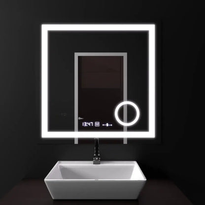 Огледален светодиоден правоъгълен 60x60cm Souverain Motionglow Marcello Dlectle Clock Размразяване на по гмуркане