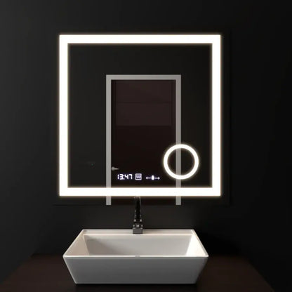 Огледален светодиоден правоъгълен 60x60cm Souverain Motionglow Marcello Dlectle Clock Размразяване на по гмуркане