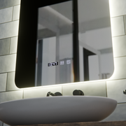 ARTAR Сензорно правоъгълно LED огледало, 60X80cm, система против запотяване, димиране, часовник и температура, топла неутрална студена светлина 3000K/4000K/6000K