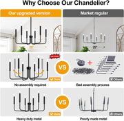 Метален полилей AVANT, тип висулка с рамена, кръгъл, 6xE14, черен