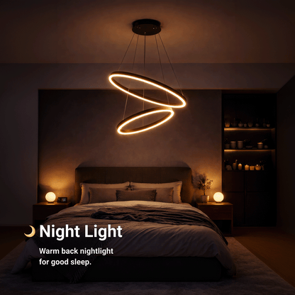 Окачен LED полилей с дистанционно управление CASIANA 40W, 2 кръга, студена/топла/неутрална светлина 3000K/4000K/6000K, димируем, черен, регулируема височина, метал и акрил