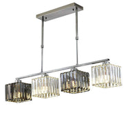 Класически модерен грузински полилей, LC116/4, 6x E27, хром и сиво стъкло, метал и кристал, абажур