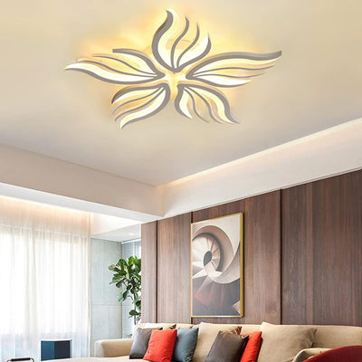 LED полилей със Sakura 60W дистанционно управление, 5 венчелистчета, студ/гореща/неутрална светлина, нестабилна, бяла