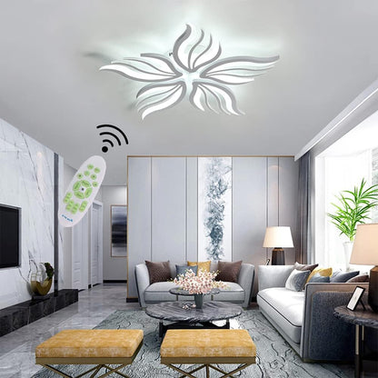 LED полилей със Sakura 60W дистанционно управление, 5 венчелистчета, студ/гореща/неутрална светлина, нестабилна, бяла