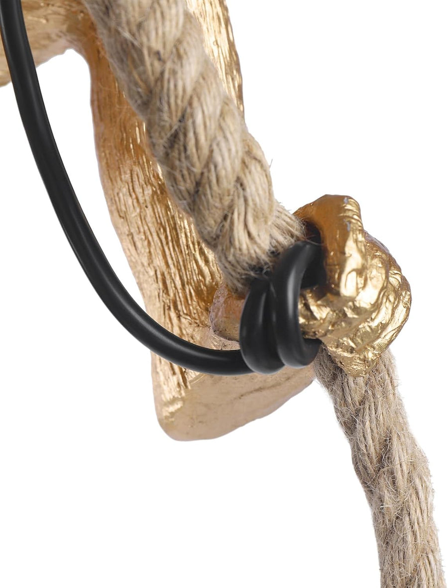 Ретро висящ полилей, LV700, 1xE27, маймуна, връв и метал, 100 см, черна опора