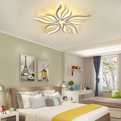 LED полилей със Sakura 60W дистанционно управление, 5 венчелистчета, студ/гореща/неутрална светлина, нестабилна, бяла