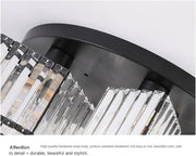 Модерен класически полилей Sasha, LC117/3BK, 3x E27, метал и кристал, черен, абажур