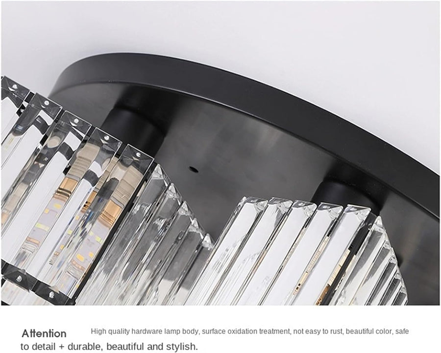 Модерен класически полилей Sasha, LC117/3BK, 3x E27, метал и кристал, черен, абажур