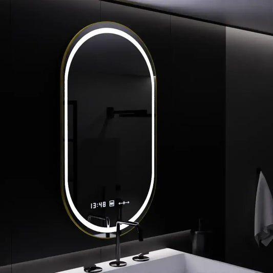 Овално LED огледало, 50x80cm, Roven Sensor Motionglow Marcello, система за деактивиране, часовник и термометър, Daimable