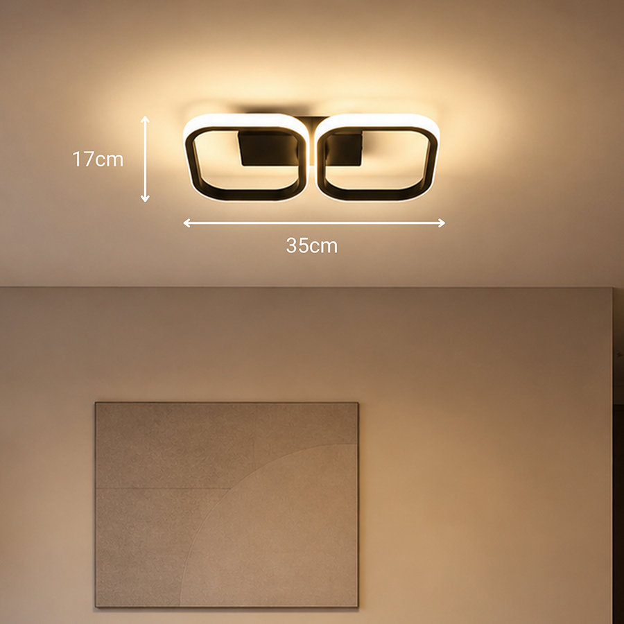 LED полилей VERTEX 21W, 2 квадрата, линеен, студена/топла/неутрална светлина, черен