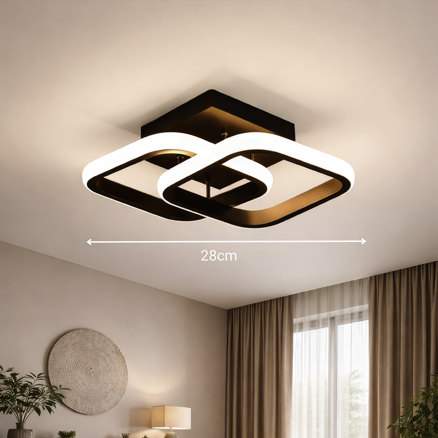 VERTEX Matrix LED полилей с припокриващи се ромби, метални рамки, 24W, 2 ромба, студена/топла/неутрална светлина 3000K/4000K/6000K, черно, метал и силикон