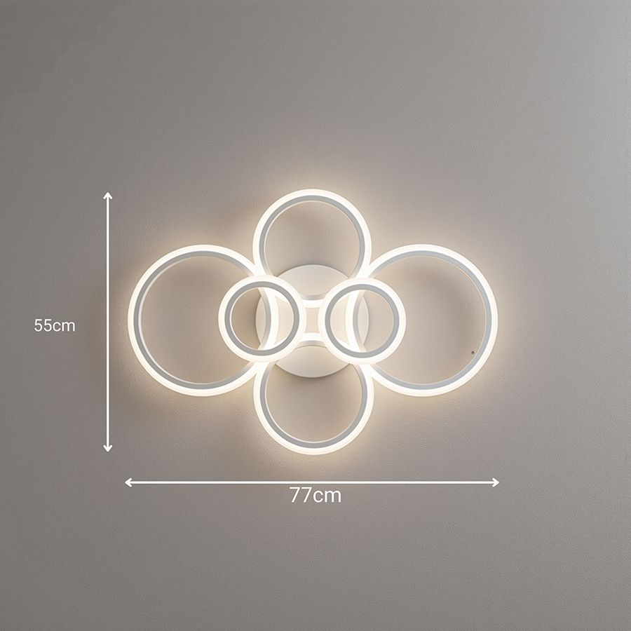 LED полилей с дистанционно управление на Betty 82W, 6 кръга, студ/гореща/неутрална светлина, нестабилен, бял