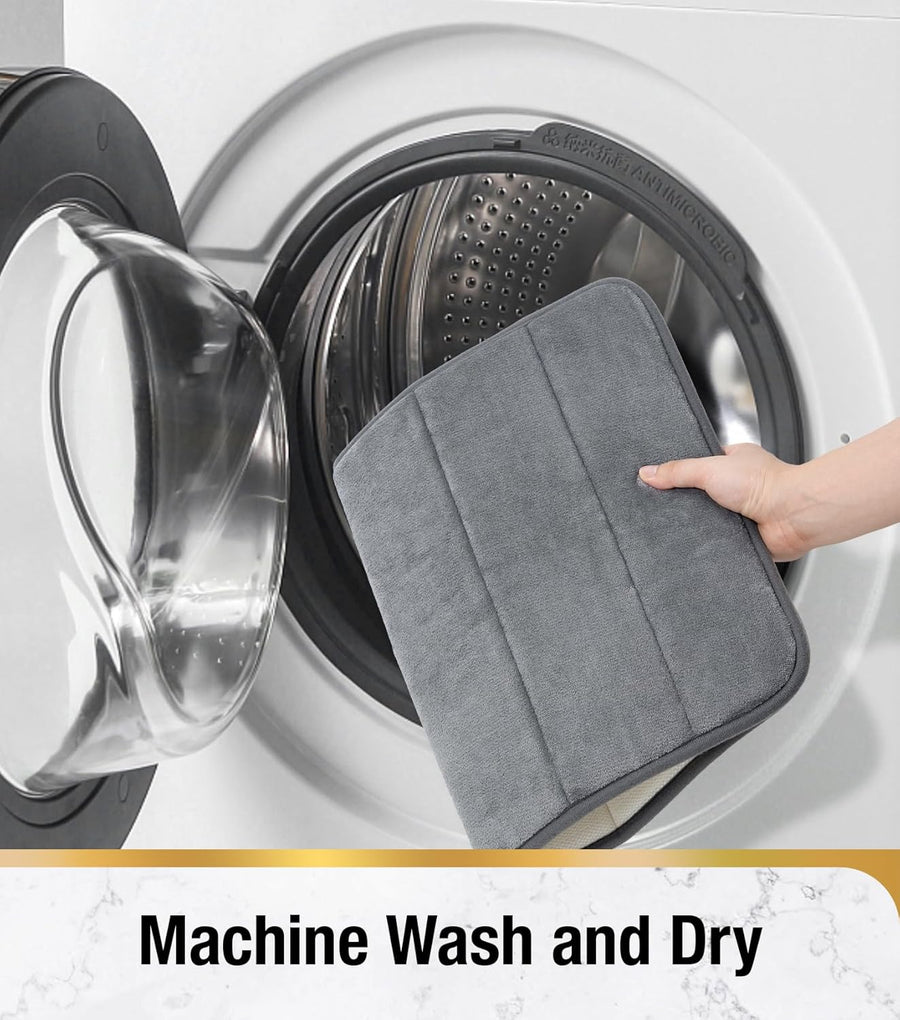 Комплект от 3 постелки за баня, 50x40 см, сини, неплъзгащи се