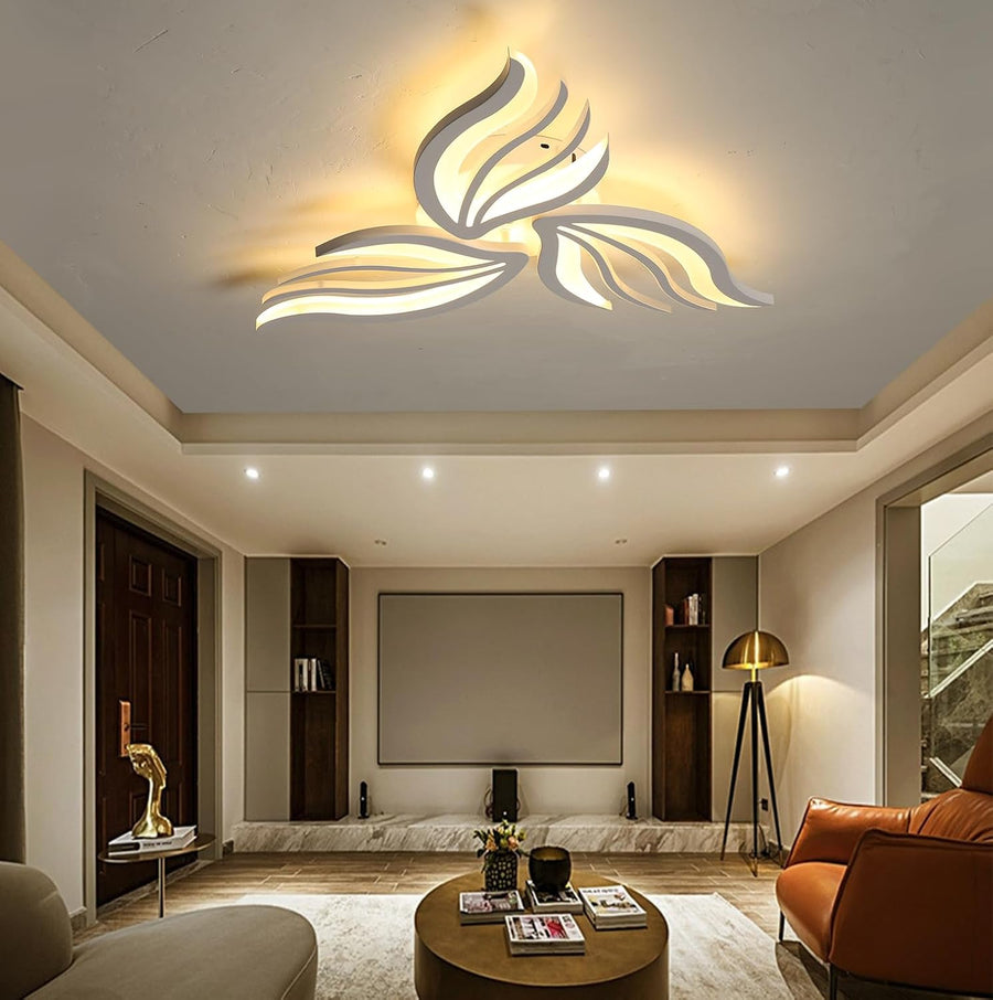 LED полилей със Sakura 37W дистанционно управление, 3 венчелистчета, студ/гореща/неутрална светлина, нестабилна, бяла