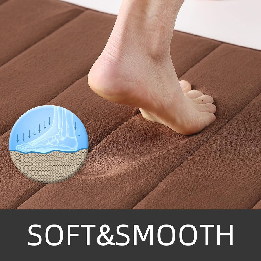 Комплект от 3 постелки за баня, 50x40 см, сини, неплъзгащи се