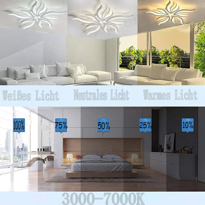 LED полилей със Sakura 60W дистанционно управление, 5 венчелистчета, студ/гореща/неутрална светлина, нестабилна, бяла