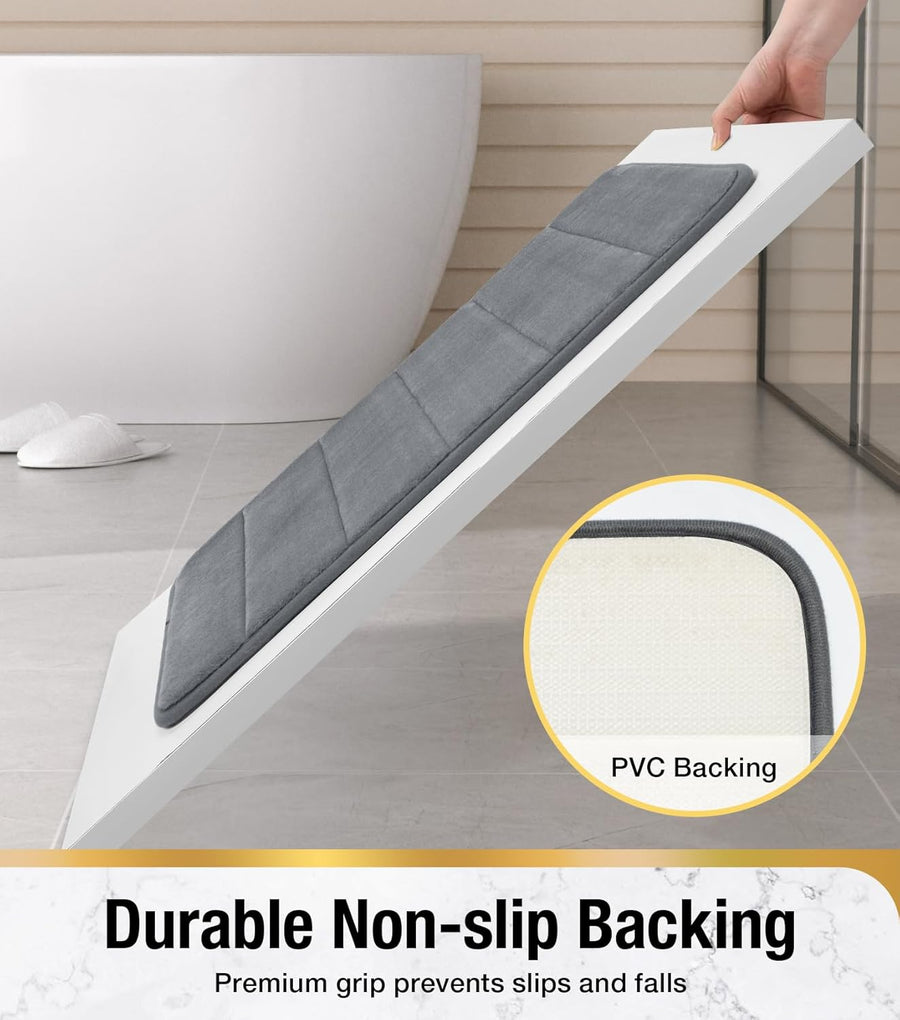 Комплект от 3 постелки за баня, 50x40 см, сини, неплъзгащи се