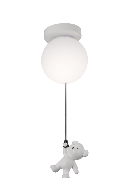 LED полилей URSULETI CP210 Globe 15 см, височина 47 см, 1xE27, окачен, метал и акрил