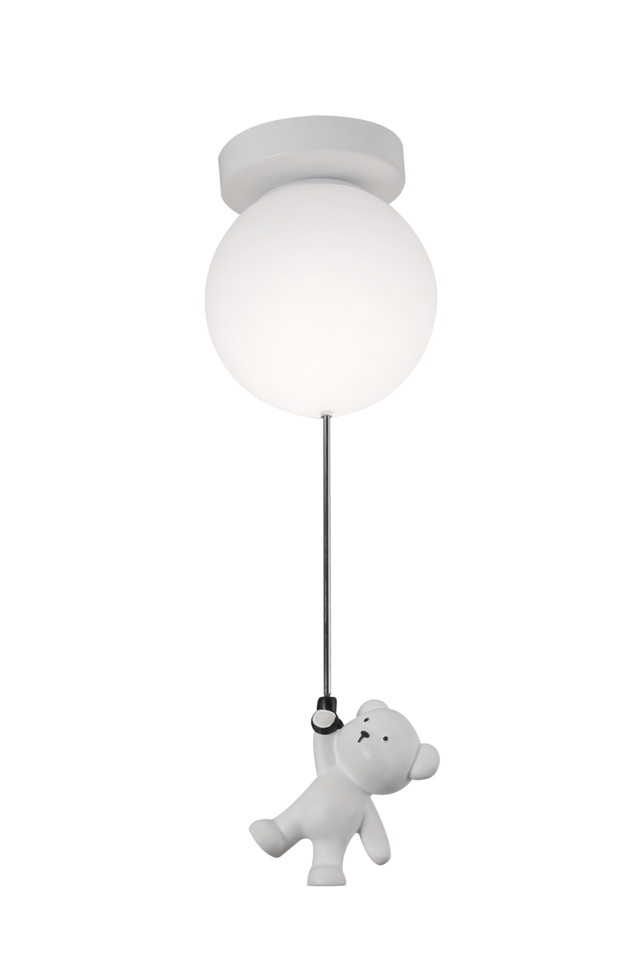 LED полилей URSULETI CP210 Globe 15 см, височина 47 см, 1xE27, окачен, метал и акрил