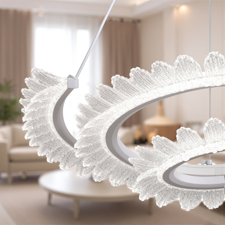 LED полилей с дистанционно управление LT188WH, кристал и метал, 40 W, димиране, регулируема височина, студена/топла/неутрална светлина, луксозно осветление LED полилеи с дистанционно управление Заглавие по подразбиране Alessandro Design