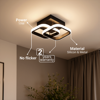 VERTEX Matrix LED полилей с припокриващи се ромби, метални рамки, 24W, 2 ромба, студена/топла/неутрална светлина 3000K/4000K/6000K, черно, метал и силикон