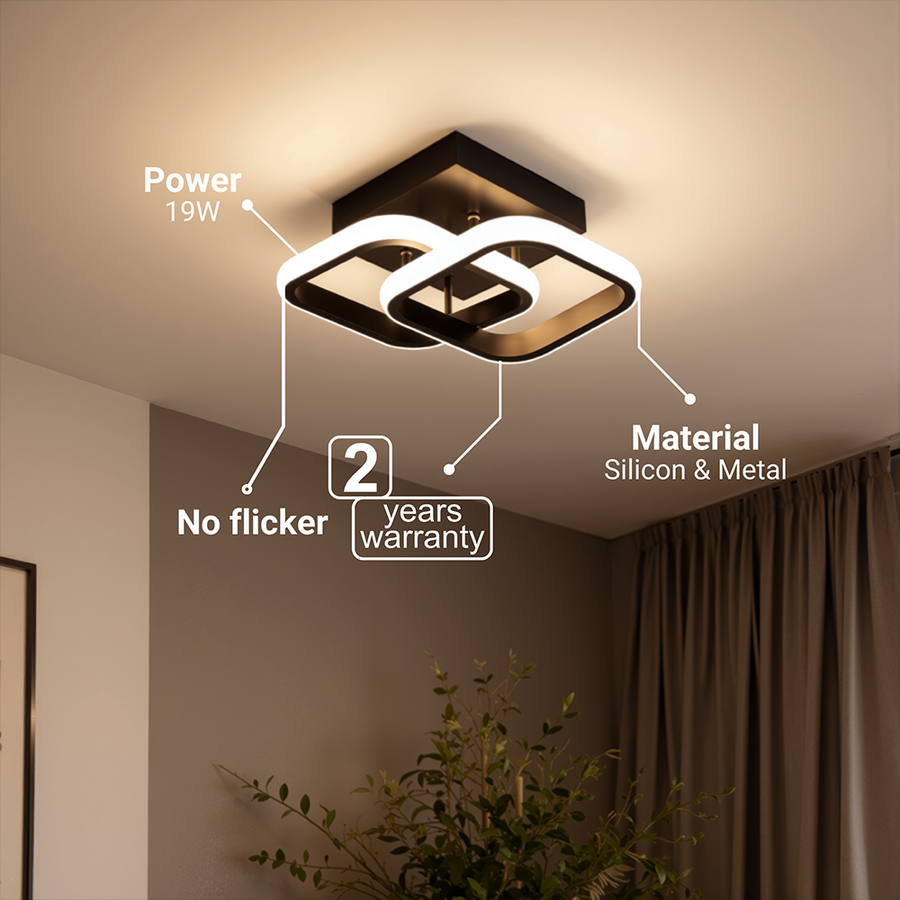 VERTEX Matrix LED полилей с припокриващи се ромби, метални рамки, 24W, 2 ромба, студена/топла/неутрална светлина 3000K/4000K/6000K, черно, метал и силикон