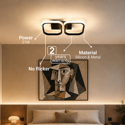 LED полилей VERTEX 21W, 2 квадрата, линеен, студена/топла/неутрална светлина, черен